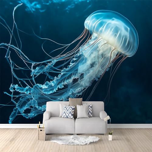 Quallen Im Tiefblauen Meer Tapete Wandbild 3D Fototapete Blau Vliestapete Wandtapete Foto für Modernes Design der Fernseh Hintergrund Wand-Kunst-Deko, 200x140 cm Quallen Im Tiefblauen Meer Tapete Wandbild 3D Fototapete Blau Vliestapete Wandtapete Foto für Modernes Design der Fernseh Hintergrund Wand-Kunst-Deko, 200x140 cm von Generic