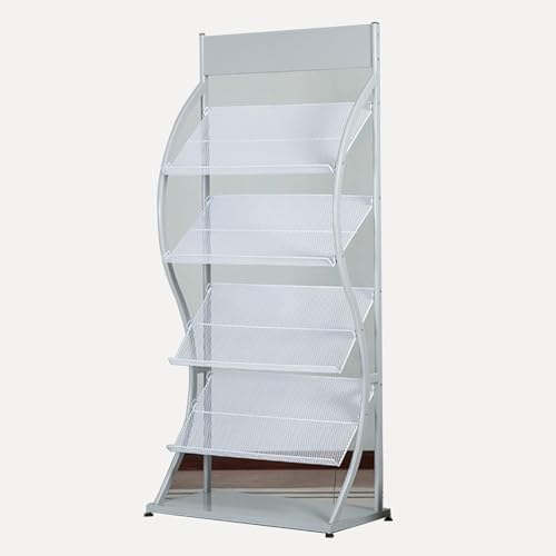 Racks Displays Bodenstehender Mesh-displayhalter Aus Metall, Zeitschriftenständer Mit Großer Kapazität Und Flachem Tablett Unten, Wartezimmer Büros Messe Ausstellungen Zeit, Cyan Color von Generic