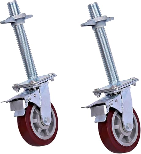 Räder Für Rollgerüste - Satz Mit 2 Polyurethan-rädern - Tragfähigkeit 500 Kg - Industrierollen Mit Bremsen Für Baustellen Und Schwere Möbel, Red Polyurethane Casters *2, 8 inches von Generic