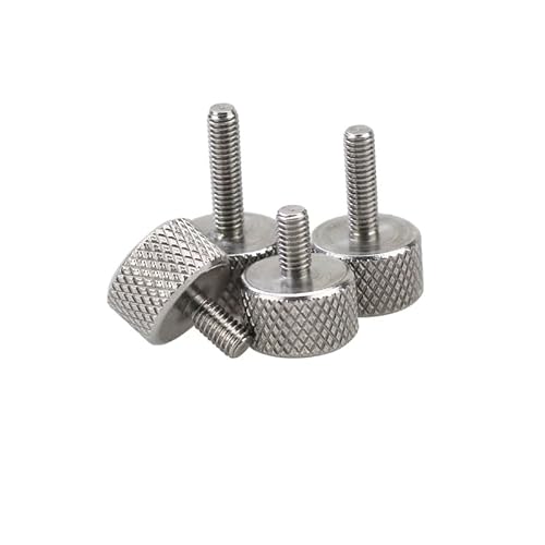 Rändelschrauben aus Kohlenstoffstahl/Edelstahl M3 M4 Rändelkopf-Rändelschraube Maschinenwerkzeug Runde Einstellhandschraube(Silver,(10Pcs) M4x10-D10x6) von Generic
