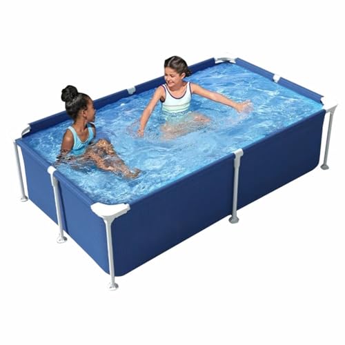 Rahmenschwimmbad 180-300cm Rechteck Pool Stahlrahmenpool Oberirdischer Gartenpool Großes Planschbecken Rechteckig Oberirdisch Für Garten(180 * 140 * 60cm) von Generic
