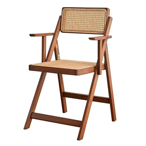 Rattan-Klappstuhl, Gartenstuhl Klappbar mit Armlehnen und Bequemer Rückenlehne, Geeignet für Wohnzimmer im Innen- und Außenbereich, Küche(Walnut) von Generic