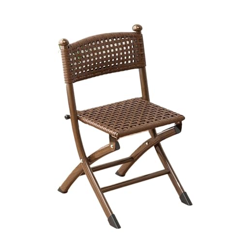Rattan-Klappstuhl mit Rahmen aus Kohlenstoffstahl, Tragbarer Campingstuhl Faltbar, Bequem und Atmungsaktiv, Geeignet für Mahlzeiten im Innen- und Außenbereich, Picknick, Garten(Walnut,Medium) von Generic