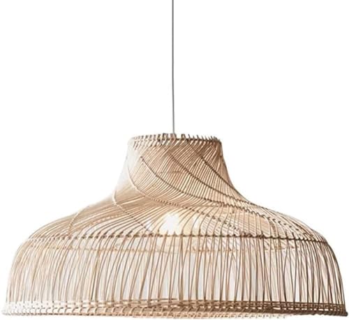 Rattan Pendelleuchte Bambus Hängende Leuchte Handgewebter Wicker Kronleuchter Lampenschirm Mit E27 Basis Laterne Deckenleuchte Für Küche, Nachttisch Indoor Rustikales Teehaus, 23.6in von Generic
