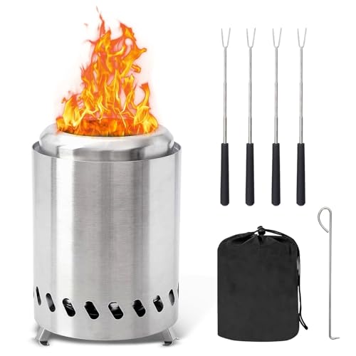 Rauchfreier Tisch-Feuerkorb – Tragbare Feuerstelle aus Edelstahl mit Tragetasche, Luftstrom-Rost, 4 Grillgabeln & Haken – Ideal für Garten, Terrasse & Camping Rauchfreier Tisch-Feuerkorb – Tragbare Feuerstelle aus Edelstahl mit Tragetasche, Luftstrom-Rost, 4 Grillgabeln & Haken – Ideal für Garten, Terrasse & Camping von Generic