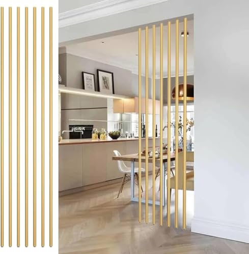 Raumteilersäulen-Pack Metall Raumteiler Säule Pfosten 7er Pack 50-240cm Höhe Multicolor(Gold,230cm/90.5in/7.5ft Height) von Generic