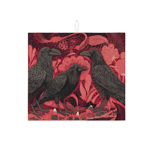 Raven Abtropfmatte für Küchentheke, künstlerischer schwarzer Rabe, saugfähiges Abtropfgestell, Gothic-Mikrofaser-Trockenunterlage für Küchentheke, Heimdekoration, 40,6 x 45,7 cm Raven Abtropfmatte für Küchentheke, künstlerischer schwarzer Rabe, saugfähiges Abtropfgestell, Gothic-Mikrofaser-Trockenunterlage für Küchentheke, Heimdekoration, 40,6 x 45,7 cm von Generic