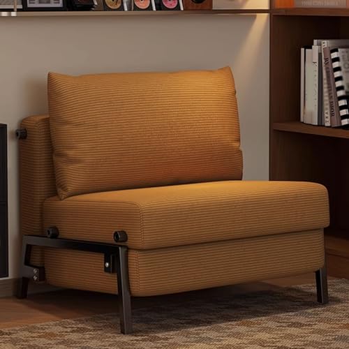 Recamiere Mit Schlaffunktion Schlafsofa Umwandelbar Kohlenstoffstahlmaterial Cordstoff Füllung Aus Schwamm Und Puppenbaumwolle 3 Konvertierungsmodi(Yellow) von Generic