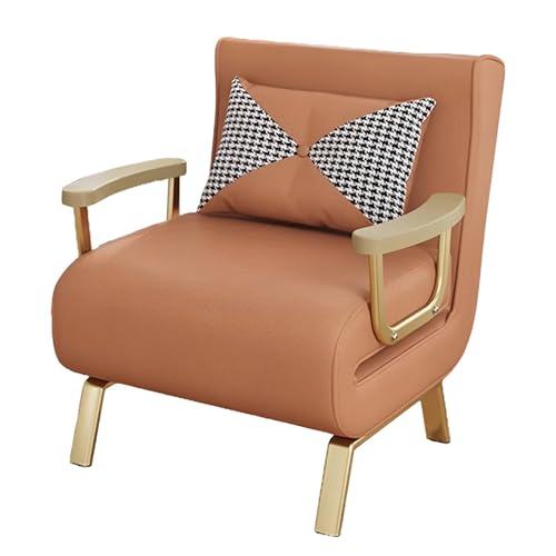 Recamiere mit Schlaffunktion Leder Abnehmbar und Waschbar Technisches Ledergewebe Klappsessel mit Schlaffunktion Beige Sechsstufige Verstellbarkeit Geeignet für Kleine Wohnungen(Orange,183*75*30cm) von Generic