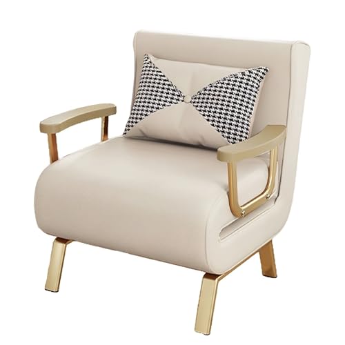 Recamiere mit Schlaffunktion Leder Abnehmbar und Waschbar Technisches Ledergewebe Klappsessel mit Schlaffunktion Beige Sechsstufige Verstellbarkeit Geeignet für Kleine Wohnungen(White,183*55*30cm) von Generic