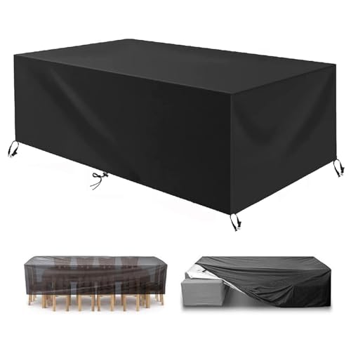 Rechteckig Abdeckung,Abdeckung Gartenmöbel Winterfest für Gartenmöbel Winddicht Wasserdicht Anti-UV Schwarz 420D Oxford Gewebe Schutzhülle Gartenmöbel für Gartentisch Sitzg(Size:200x100x75cm,Color:A) von Generic