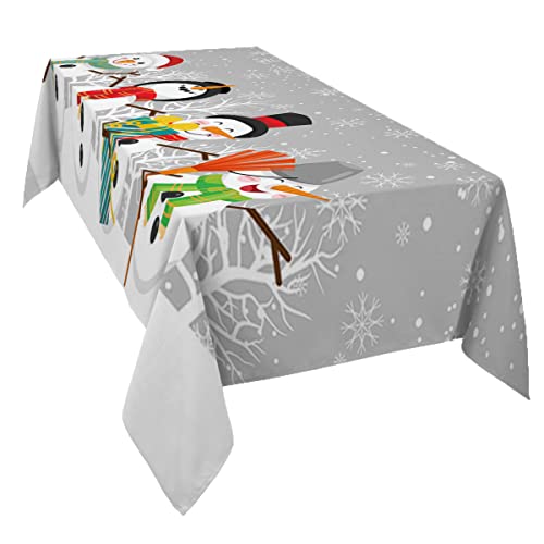 Rechteckige Tischdecke Niedlicher Schneemann Schneeflocke Wiederverwendbar Tischwäsch Sanft Outdoor Tischdecke, Für Party, Abendessen, Hochzeit, 137x183cm von Generic