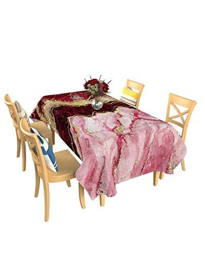 Rechteckige Tischdecke Rot Gold Rosa Abstrakte Kunst Marmor Textur Wasserdicht Tischdecken Schmutzabweisend Party Tischdecke, Für Party, Tischdekoration, Karneval, 137x183cm von Generic