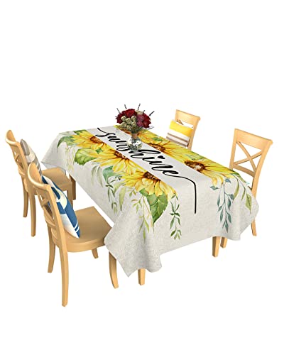 Rechteckige Tischdecke Rustikale Sonnenblume Sommerblumen Wasserdicht Tischdecken Sanft Party Tischdecke, Für Karneval, Abendessen, Garten, 137x183cm von Generic