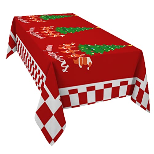 Rechteckige Tischdecke Weihnachtsbaum Rot Weiß Plaid Tischwäsche Pflegeleicht Party Tischdecke, Für Party, Hochzeit, Abendessen, 137x183cm von Generic