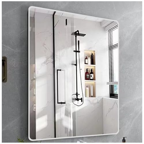 Rechteckiger Badezimmerspiegel 60x80 100x80, Horizontal Oder Vertikal Hängend Kosmetikspiegel, Hängespiegel Mit Rahmen Aus Aluminiumlegierung Für Schlafzimmer, Wohnzimmer(Silver White,80x120cm) von Generic