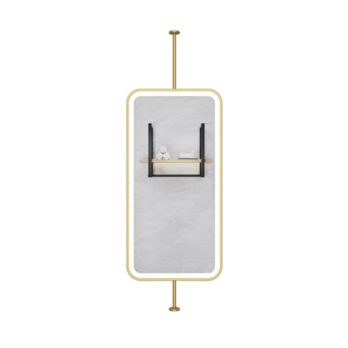 Rechteckiger Deckenspiegel, Deckenspiegel mit LED-Leuchten, geeignet für Zuhause oder Hotel, dekoratives minimalistisches Glas (Gold, 50 x 100 cm) von Generic