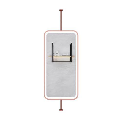 Rechteckiger Deckenspiegel, Deckenspiegel mit LED-Leuchten, geeignet für Zuhause oder Hotel, dekoratives minimalistisches Glas (Roségold, 50 x 80 cm) von Generic