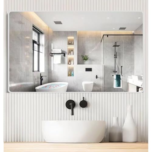 Rechteckiger Wandspiegel, Mit Aluminiumrahmen Abgerundete Ecken, Badezimmerspiegel 60x80 100x80 120x80 50x70, Dekorativ Für Badezimmer Flur Wohnzimmer(Silver White,80x120cm) von Generic
