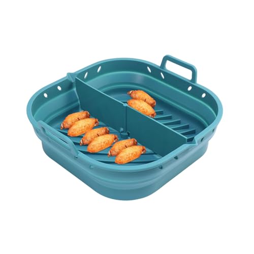 Rechteckiger hitzebeständiger Korb, faltbares Airfryer-Futter - Antihaft-Anti-Splash Airfryer Backform - Sichere Airfryer-Backform mit höherem Rand für Airfryer-Mikrowellenherd von Generic