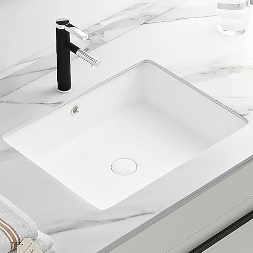 Rechteckiges Porzellan-Keramik-unterbau-Badezimmer-waschtisch-waschbecken, Waschbecken, Gefäß-waschbecken, Rechteckiges Unterbau-waschbecken Mit Überlauf Und Wasserhahn, 54.5 * 35cm Rechteckiges Porzellan-Keramik-unterbau-Badezimmer-waschtisch-waschbecken, Waschbecken, Gefäß-waschbecken, Rechteckiges Unterbau-waschbecken Mit Überlauf Und Wasserhahn, 54.5 * 35cm von Generic