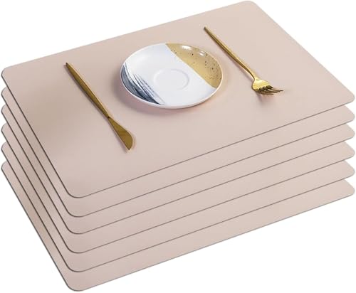 Rechteckiges Tischset Aus Leder 4/6/8, Hitzebeständige Waschbare Tischsets, rutschfeste Tischsets Für Die Heimdekoration In Der Küche, Light Pink, Set of 6 Rechteckiges Tischset Aus Leder 4/6/8, Hitzebeständige Waschbare Tischsets, rutschfeste Tischsets Für Die Heimdekoration In Der Küche, Light Pink, Set of 6 von Generic