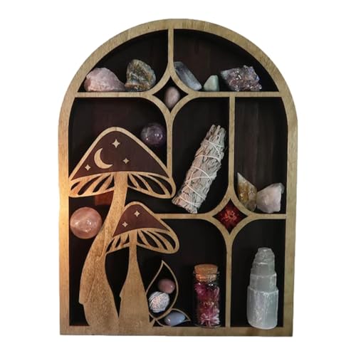 aus Mondkristall, Kristallregal aus Holz, Halterung aus Mondpilz, Wandregal in Halbmondform, rustikales Design in Pilzform aus Mondkristall, Kristallregal aus Holz, Halterung aus Mondpilz, Wandregal in Halbmondform, rustikales Design in Pilzform von Generic