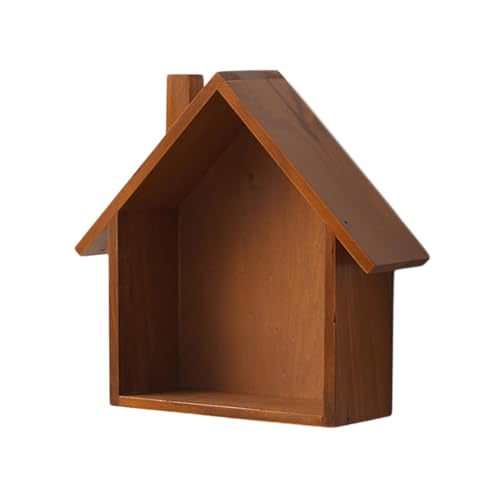 Regal in Hausform | Rustikale Wandaufbewahrung in Form eines Hauses aus Holz | Niedliche dekorative Regaldekoration für kleine Gärtnereien, Bauernhaus mit einzigartigem Design von Generic