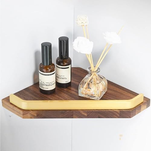 Regale Dusche Caddy Badezimmer Eckregale Schwebende Regale Mit Nussbaumholz Gebürstet Kosmetik Organizer Regal Wandmontierte Küchenregale Doppelschicht, A-Single Layer von Generic