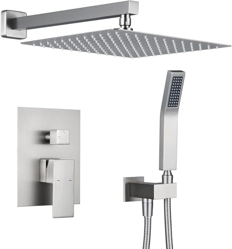 Regenduschsystem 12 Zoll Duschkombinationsset Gebürstetes Gold Wandarmatur Badarmaturen Mit Regenduschkopf Und Handbrause, Brushed Nickel Regenduschsystem 12 Zoll Duschkombinationsset Gebürstetes Gold Wandarmatur Badarmaturen Mit Regenduschkopf Und Handbrause, Brushed Nickel von Generic