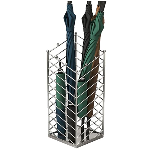 Regenschirmständer Im Nordischen Stil mit Gestreiftem Hohl-Design,Wasserauffangschale Herausnehmbar 12 Haken, Eingangs-Organizer für Zuhause, Hotel Oder Geschäft von Generic