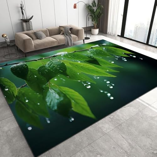 Regentropfen Pflanzen Blätter 3D Gedruckte Matte Teppiche Anti-Rutsch Teppich Teppich Home Decoration Print Schlafzimmer Anti-Rutsch Boden Teppich 120 X 160 cm -Polyester-Soft-Touch -8068923413337 von Generic
