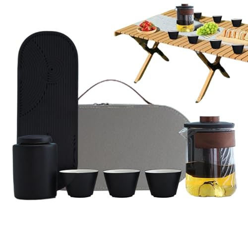 Reise-Tee-Set – hitzebeständiges chinesisches Tee-Set, einfach zu bedienendes Reise-Teeset | Picknick-Tee-Set mit separater Teesuppe, tragbares Teesieb, Teezubehör, Tablett D Reise-Tee-Set – hitzebeständiges chinesisches Tee-Set, einfach zu bedienendes Reise-Teeset | Picknick-Tee-Set mit separater Teesuppe, tragbares Teesieb, Teezubehör, Tablett D von Generic