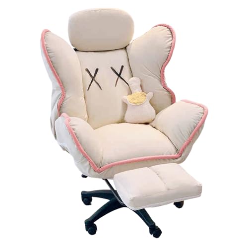 Relax Sessel mit Liegefunktion Technologietuch 3-stufige Verstellung der Rückenlehne Anhebbare Kopfstütze Relaxsessel für Schlafzimmer, Wohnzimmer(Beige+pink) von Generic