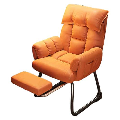 Relax Sessel mit Liegefunktion Technologietuch 5-stufige Rückenlehnenverstellung Relaxsessel mit Teleskopierbarer Fußstütze für Schlafzimmer Schlafsaal(Orange) von Generic