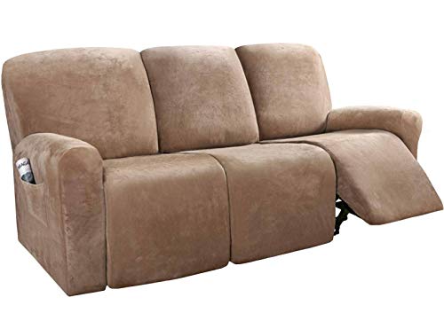 Relaxsessel-Bezüge Für 3 Kissen, 8-Teilige Relaxsessel-Sofabezüge Samt Stretch Sofa-Schonbezüge Möbelbezüge Protector-A von Generic