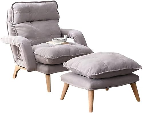 Relaxsessel Mit Fußstütze Verstellbarer Liegestuhl Fußhocker-Set Sofastühle Hoher Ohrensessel 3-positionen Verstellbarer Relaxsessel Loungesessel Für Wohnzimmer Schlafzimmer, Grey von Generic