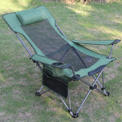 Relaxsessel Outdoor verstellbare klappbare Liegesessel mit Kissen, seitliches Cup-Halter-Tablett, Tragegurt für Garten Strand Rasen Deck Beige von Generic