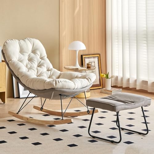 Relaxsessel Schaukelstühle Für Erwachsene Mit Fußstütze, Verdicktes Weiches Kissen Passt Sich Der Menschlichen Krümmung An, Weich Und Flexibel, Geeignet Für Wohnzimmer, Light Gray von Generic