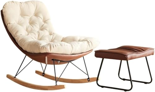 Relaxsessel Schaukelstühle Für Erwachsene Mit Fußstütze, Verdicktes Weiches Kissen Passt Sich Der Menschlichen Krümmung An, Weich Und Flexibel, Geeignet Für Wohnzimmer, Orange von Generic