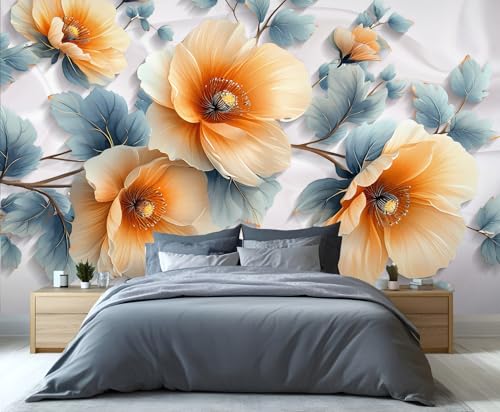 Relief Blumen Wandbild Geprägte Orange Weiße Blumen Tapete Wandbilder 3D Blatttapete Elegante Schlafzimmer Tapete für Büro Wohnzimmer Schlafzimmer TV Hintergrund Wandplakat 490 X 350 cm Relief Blumen Wandbild Geprägte Orange Weiße Blumen Tapete Wandbilder 3D Blatttapete Elegante Schlafzimmer Tapete für Büro Wohnzimmer Schlafzimmer TV Hintergrund Wandplakat 490 X 350 cm von Generic