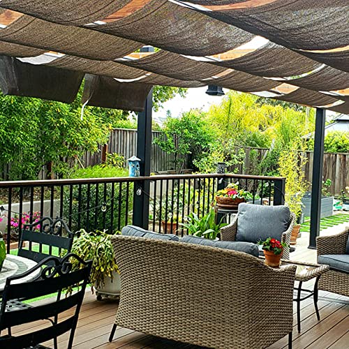 Retractable Brown Sun Shade Sail with Fixing Kit - Water Resistant UV Protection Awning Canopy for Outdoor Garden Pergola Patio - U Shape (1.6x12m/5.25x39.4ft) von Generic