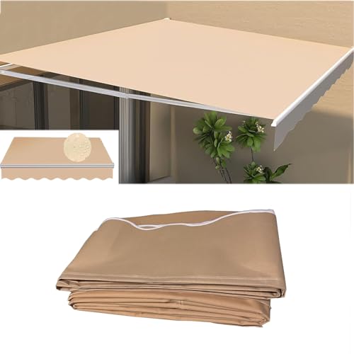 Retractable Waterproof Patio Awning Fabric Replacement 6.5x2m Khaki Polyester Cover for Outdoor Umbrella & Balcony Durable Top Cover (Frame Not Included) von Generic