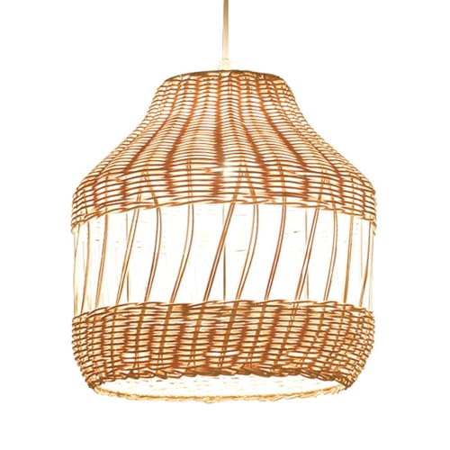 Retro-Atmosphäre Rattan Hängeleuchte 30cm Kreative Pendelleuchten für die Decke Minimalistische Laterne für Restaurantbar von Generic
