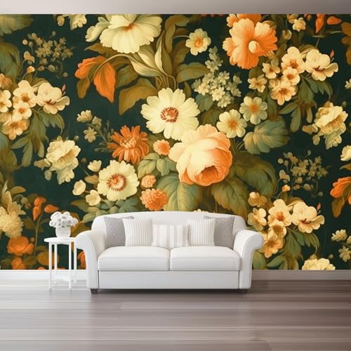 Retro-Blumen Vlies Fototapete 400 X 280 Cm Orange Rose Blumen - 3D Effekt Fototapeten Vliestapete Xxl Wandtapete Motivtapeten Wanddekoration Wohnzimmer Schlafzimmer Retro-Blumen Vlies Fototapete 400 X 280 Cm Orange Rose Blumen - 3D Effekt Fototapeten Vliestapete Xxl Wandtapete Motivtapeten Wanddekoration Wohnzimmer Schlafzimmer von Generic