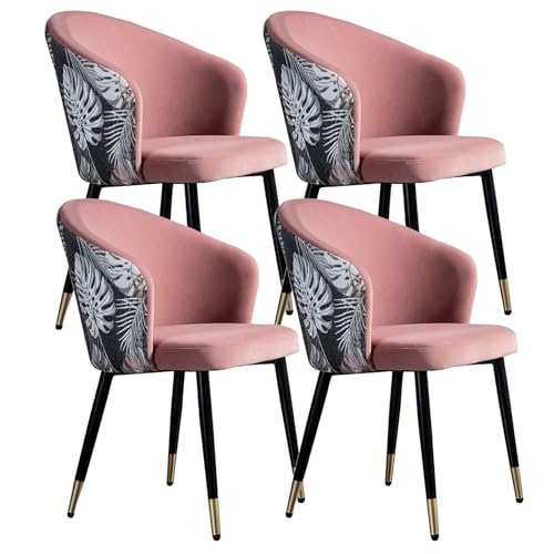 Retro-Esszimmerstuhl-Set mit 4 Samtsitzen und bestickten Rückenlehnen, Metallbeinen für Küche, Esszimmer oder Büro von Generic