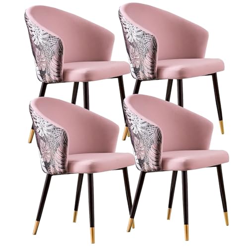 Retro-Esszimmerstuhl-Set mit 4 Samtsitzen und bestickten Rückenlehnen, Metallbeinen für Küche, Esszimmer oder Büro von Generic