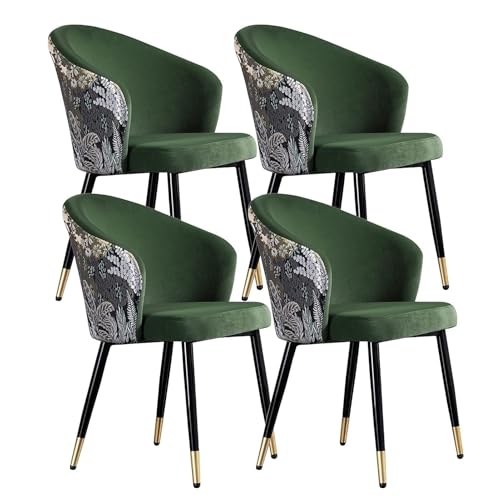 Retro-Esszimmerstuhl-Set mit 4 Samtsitzen und bestickten Rückenlehnen, Metallbeinen für Küche, Esszimmer oder Büro von Generic