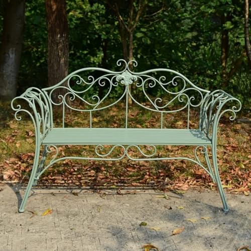Retro-Gartenbänke Aus Metall Im Abverkauf, 2-Sitzer Mit Gebogenem Rücken- Und Armlehnen-Design, Gartenbank Aus Gusseisen Oder Aluminium Für Garten, Terrasse, Veranda Und Hof(Green) von Generic