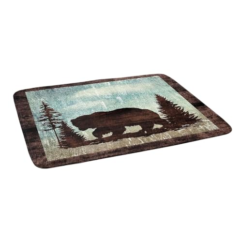 Retro Geschirr-Abtropfmatte – Küchenablaufmatte, brauner Bären-Tischset | rutschfeste Isolierstabmatte, saugfähiges Kissen, 40,6 x 40,5 cm, hitzebeständig, Abtropfmatte von Generic
